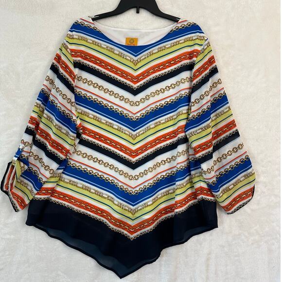 Ruby Rd Stripe Tunic Top 3X Flowy Lined Classy Mature - Picture 1 of 8